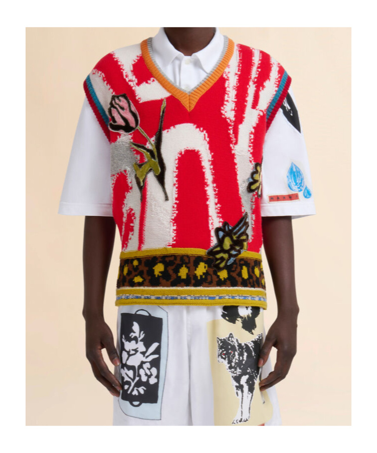 Marni Multicolour Wool Jumper In Transparent