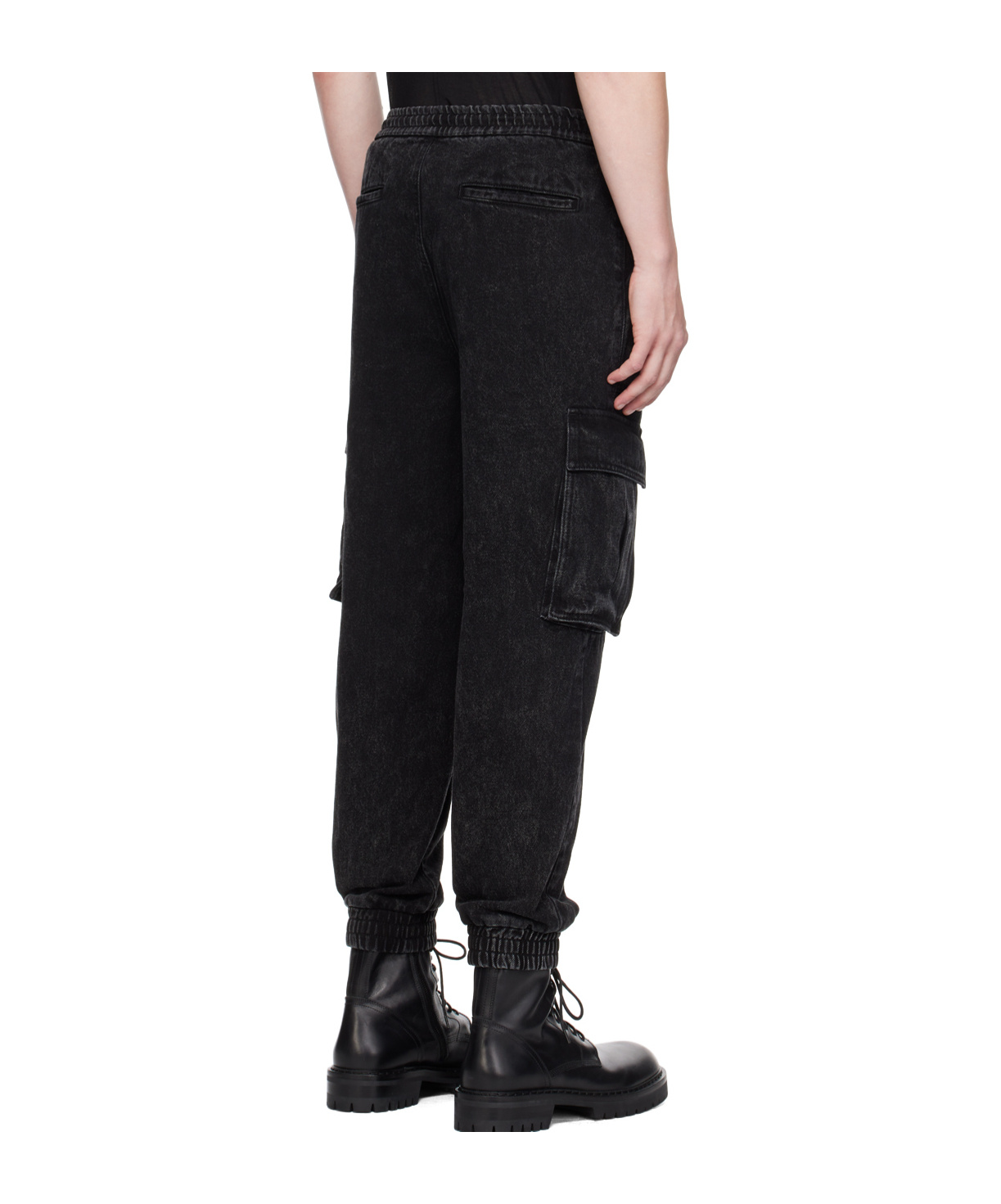 Juunj Black Faded Denim Cargo Pants In Black