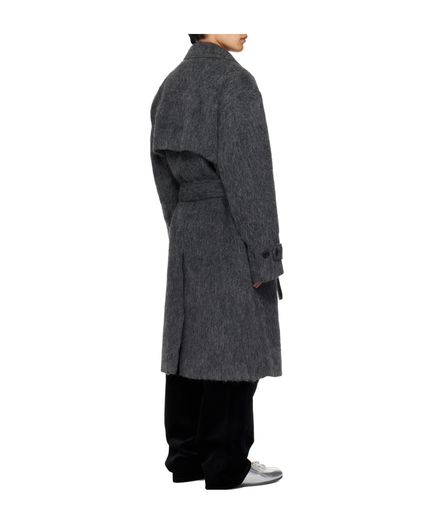 Andersson Bell Mattia Shaggy Wool Robe Coat In Gray