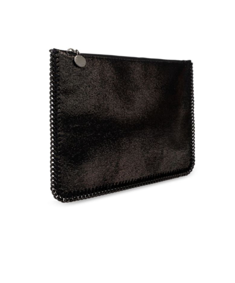 Stella Mccartney Glitter Chain Clutch Bag In Black