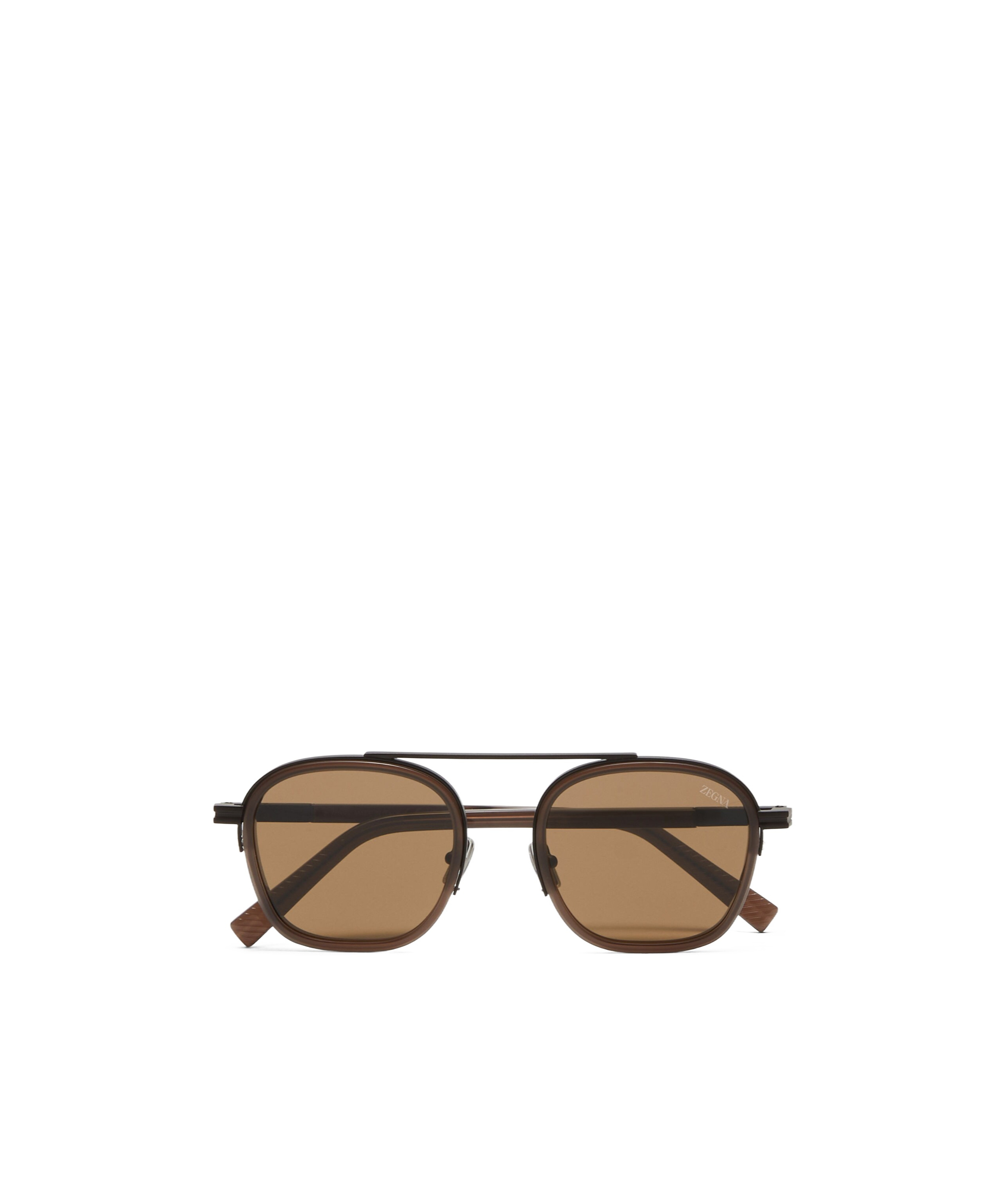 Zegna Dark Brown Orizzonte I Acetate And Metal Sunglasses In Brown