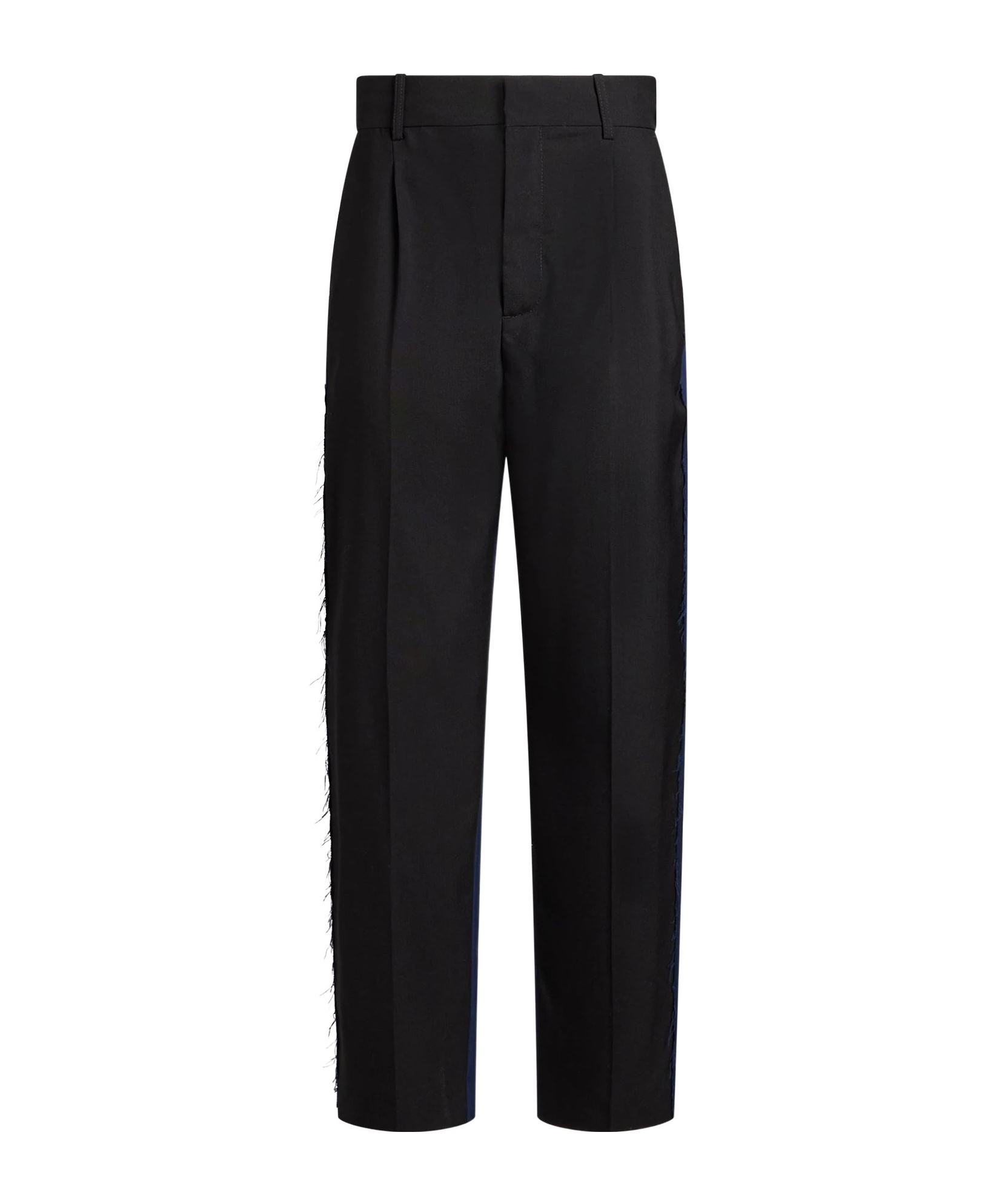 Marni Two-tone Wool Tapered Trousers In Black