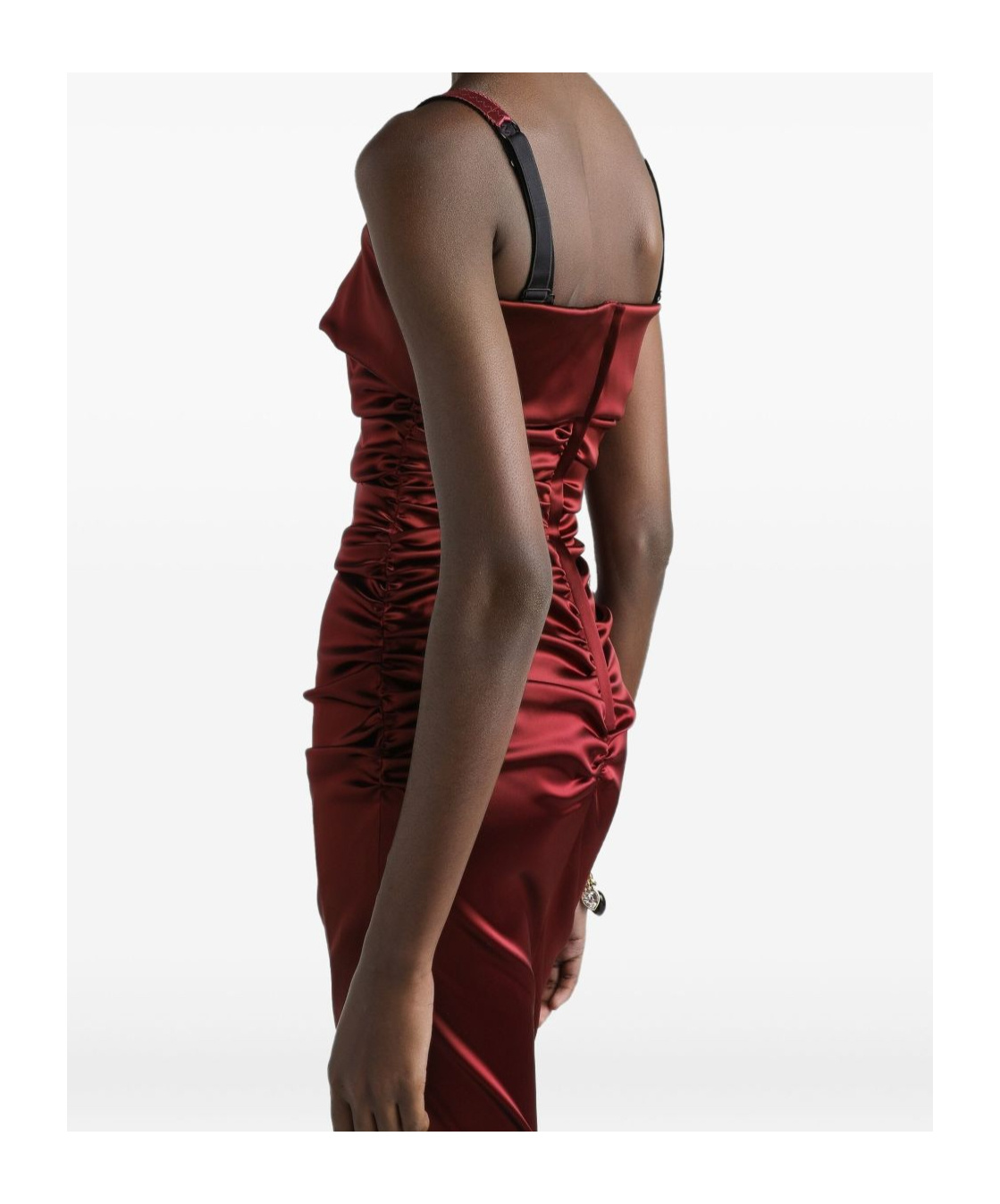 Dolce & Gabbana Draped Satin Midi Dress In Red