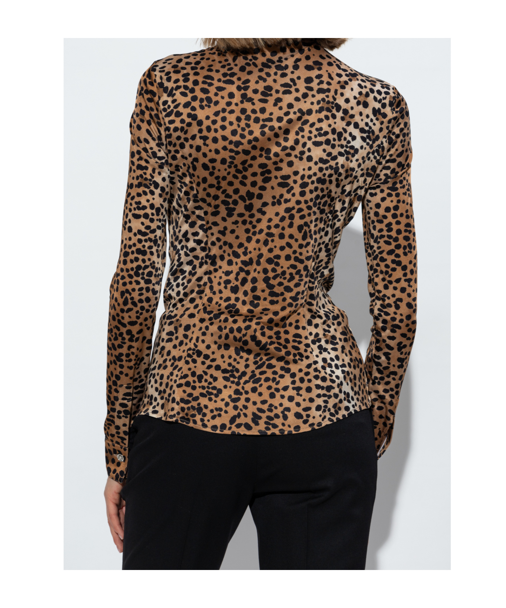 Shop Versace Leopard-printed Long-sleeved Shirt In Brown