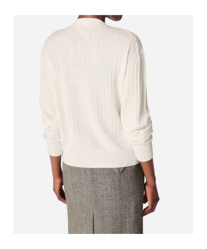 Bottega Veneta Wool Rib Cardigan In White
