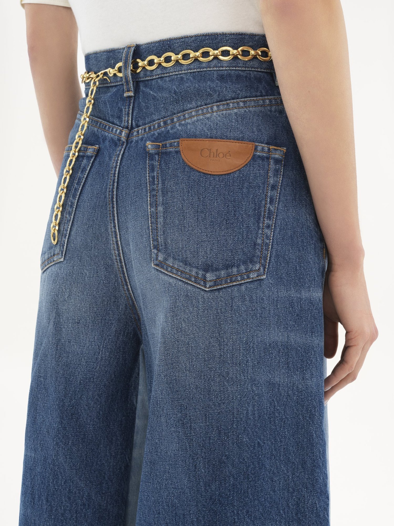 Shop Chloé Patchwork Denim Shorts In Blue