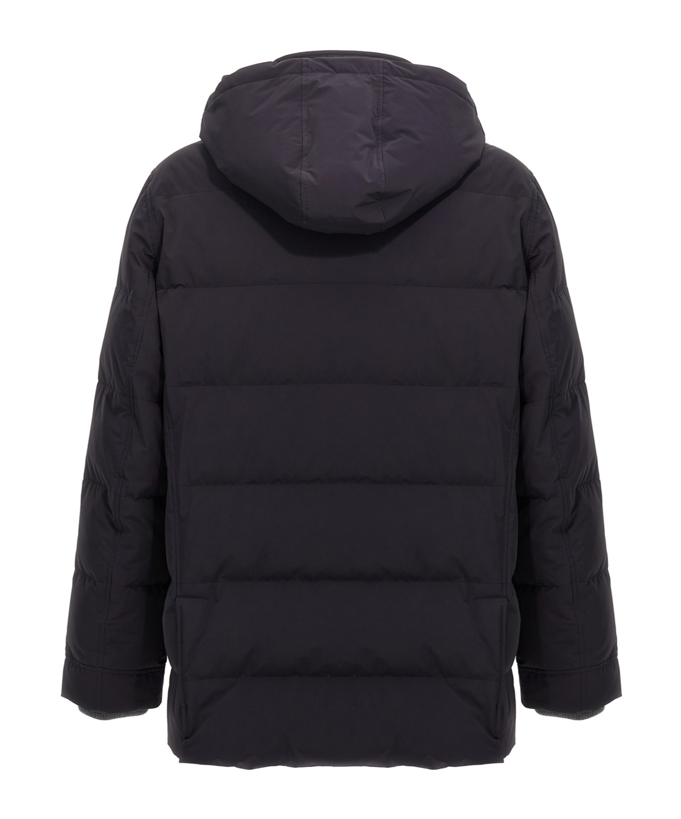 Brunello Cucinelli Quilted Padded Shell Hooded Down Parka In Black
