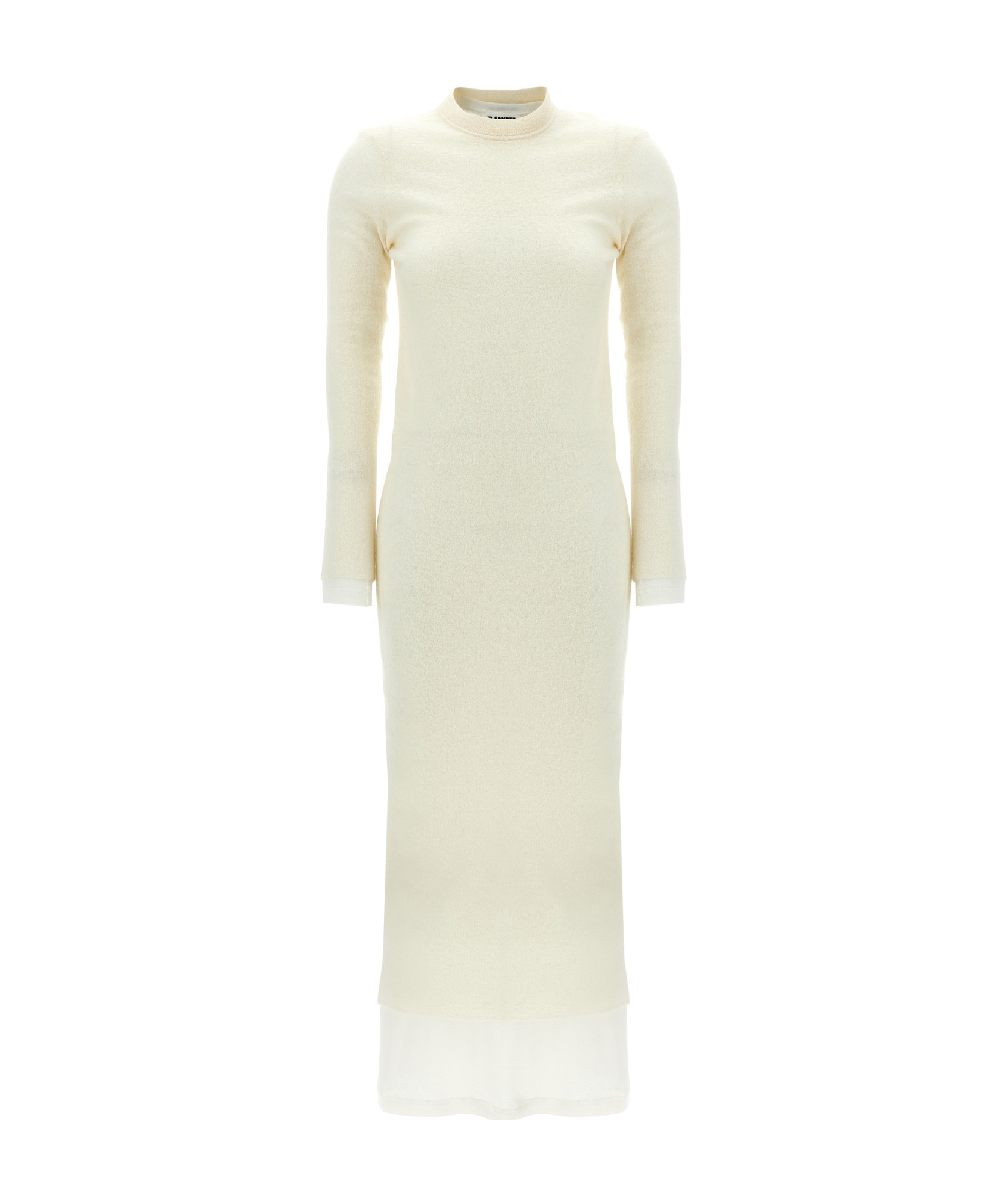 Jil Sander Crew Neck Layered Hem Long Sleeves In White