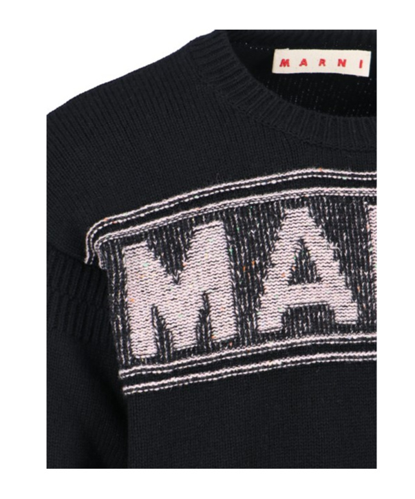 Marni Intarsia Wool Sweater In Black
