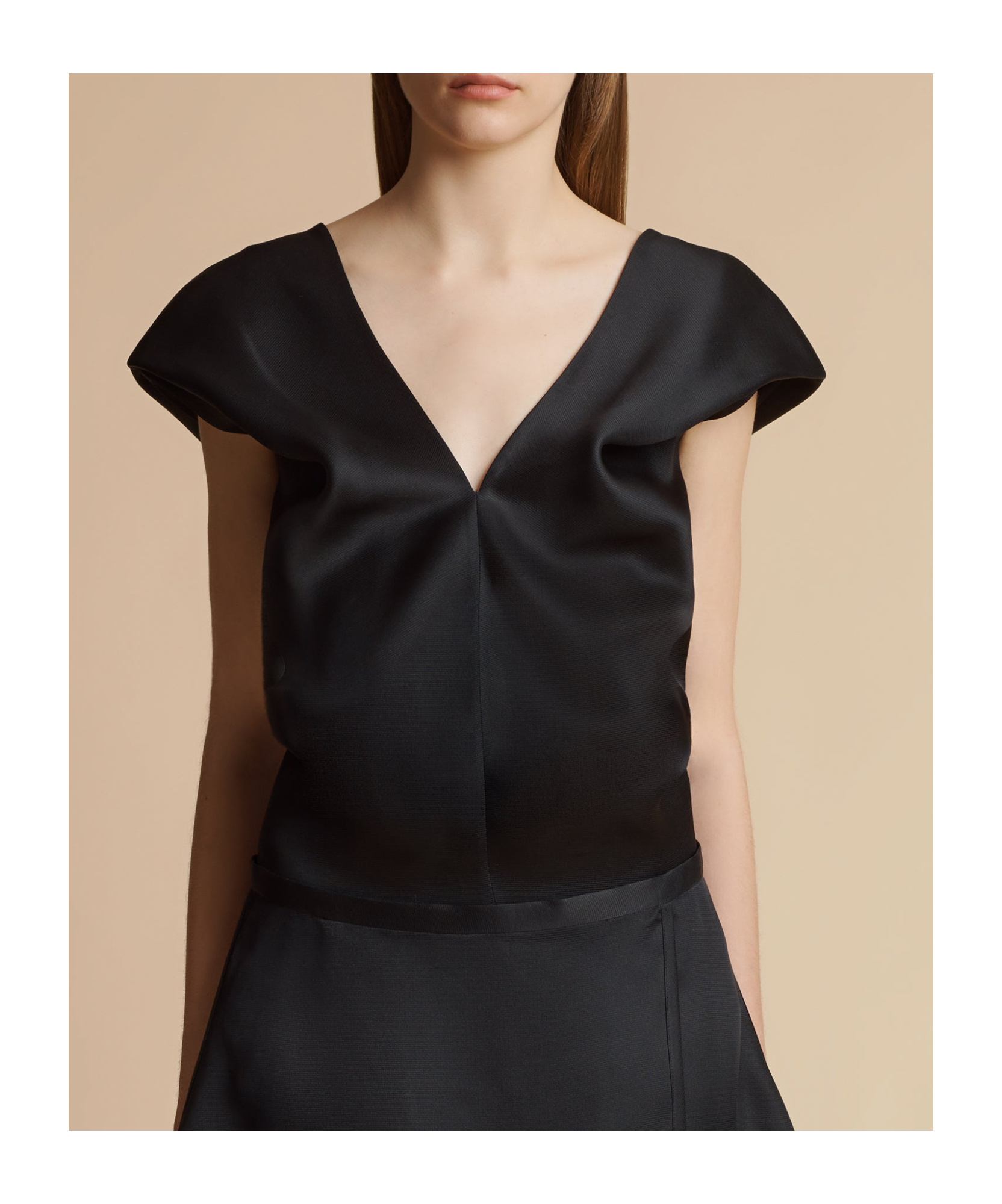 Khaite Ami Draped Silk-gazar Top In Black