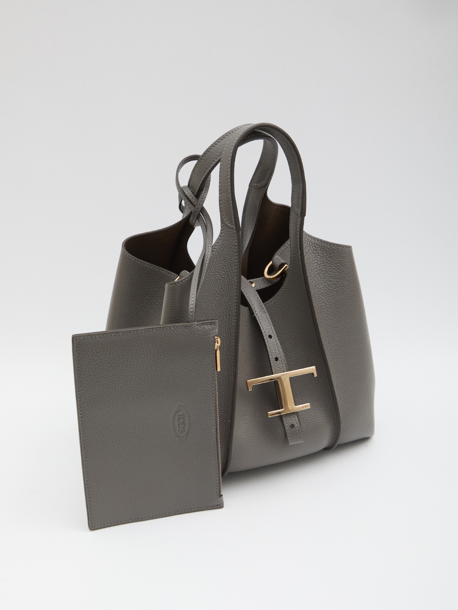 Tod's Mini Shopping Tote With Adjustable Strap In Gray