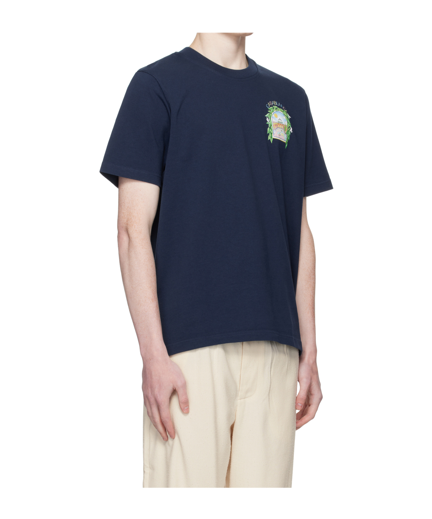 Casablanca Logo Crew Neck T-shirt In Blue