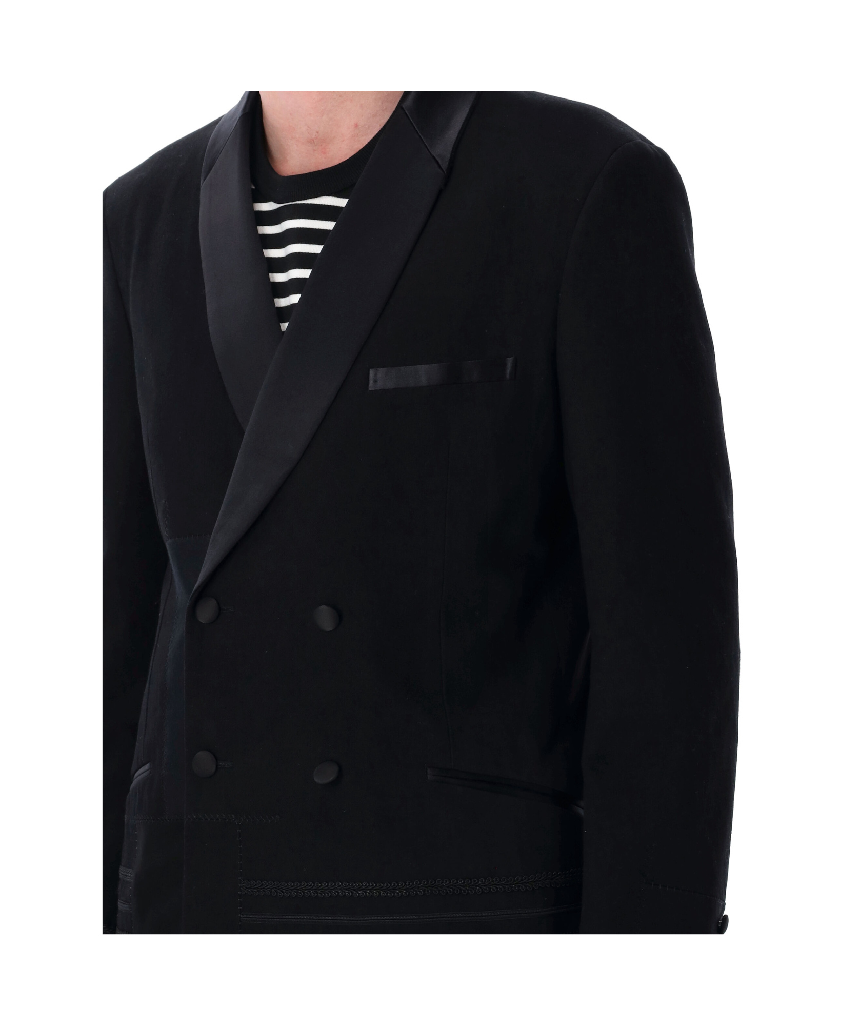 Junya Watanabe Lapel Satin Blazer Formal In Black