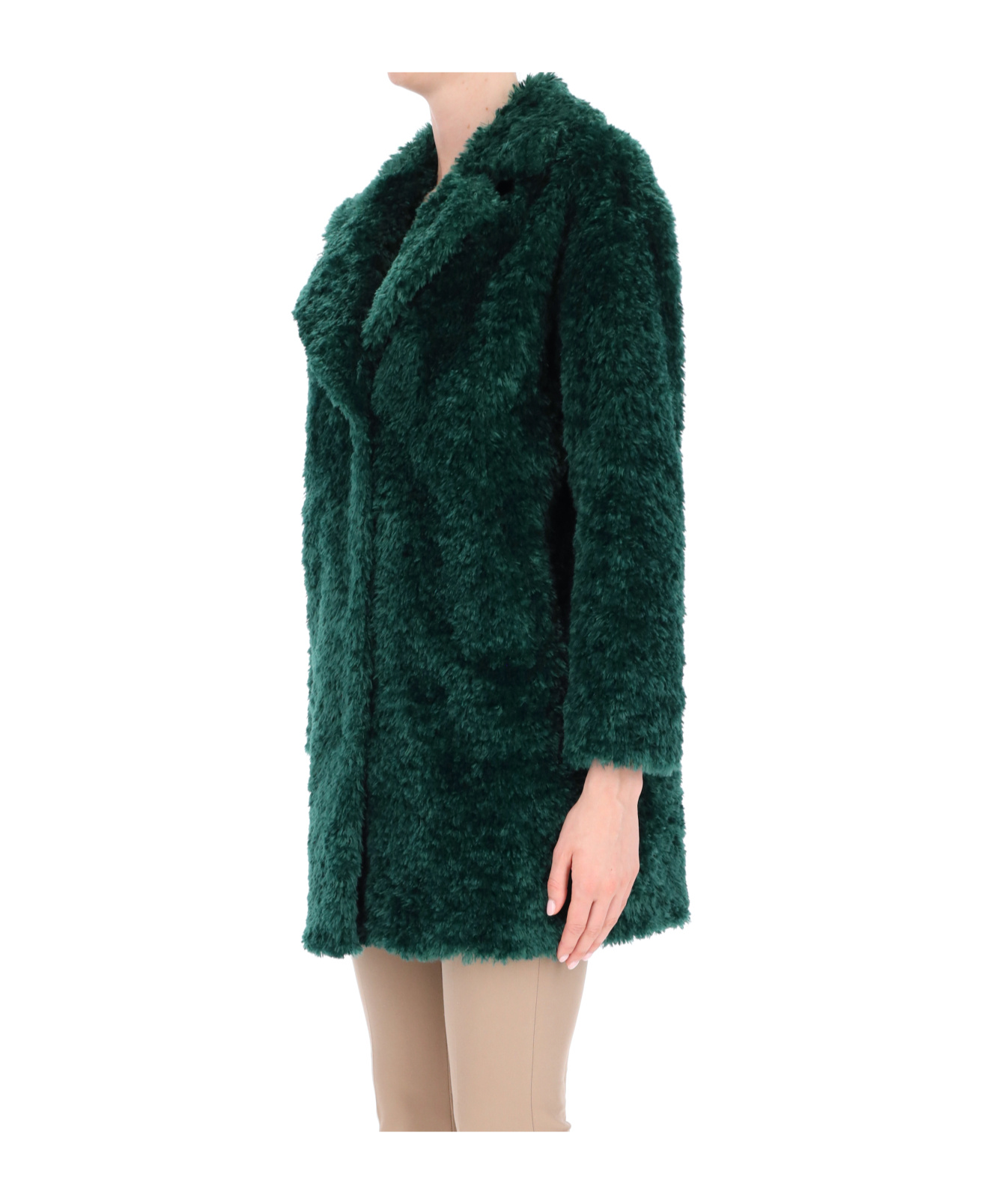 Herno Curly Fake Fur Coat In Multi