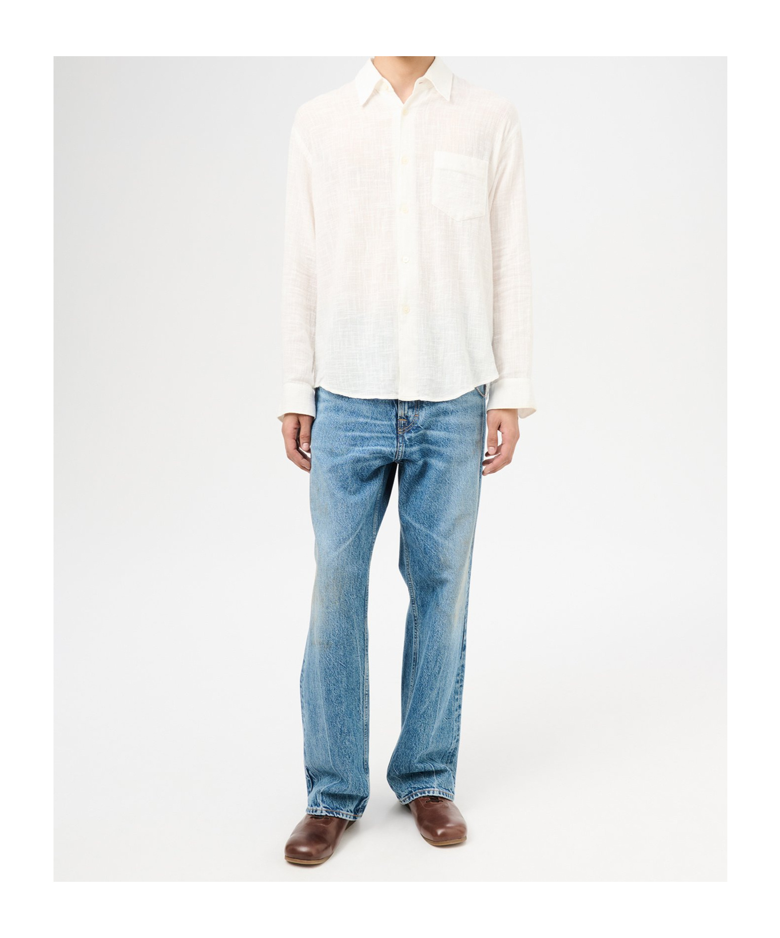 Our Legacy Off-white Coco Shirt With Point Collar And Mother Of Pearl Buttons In White