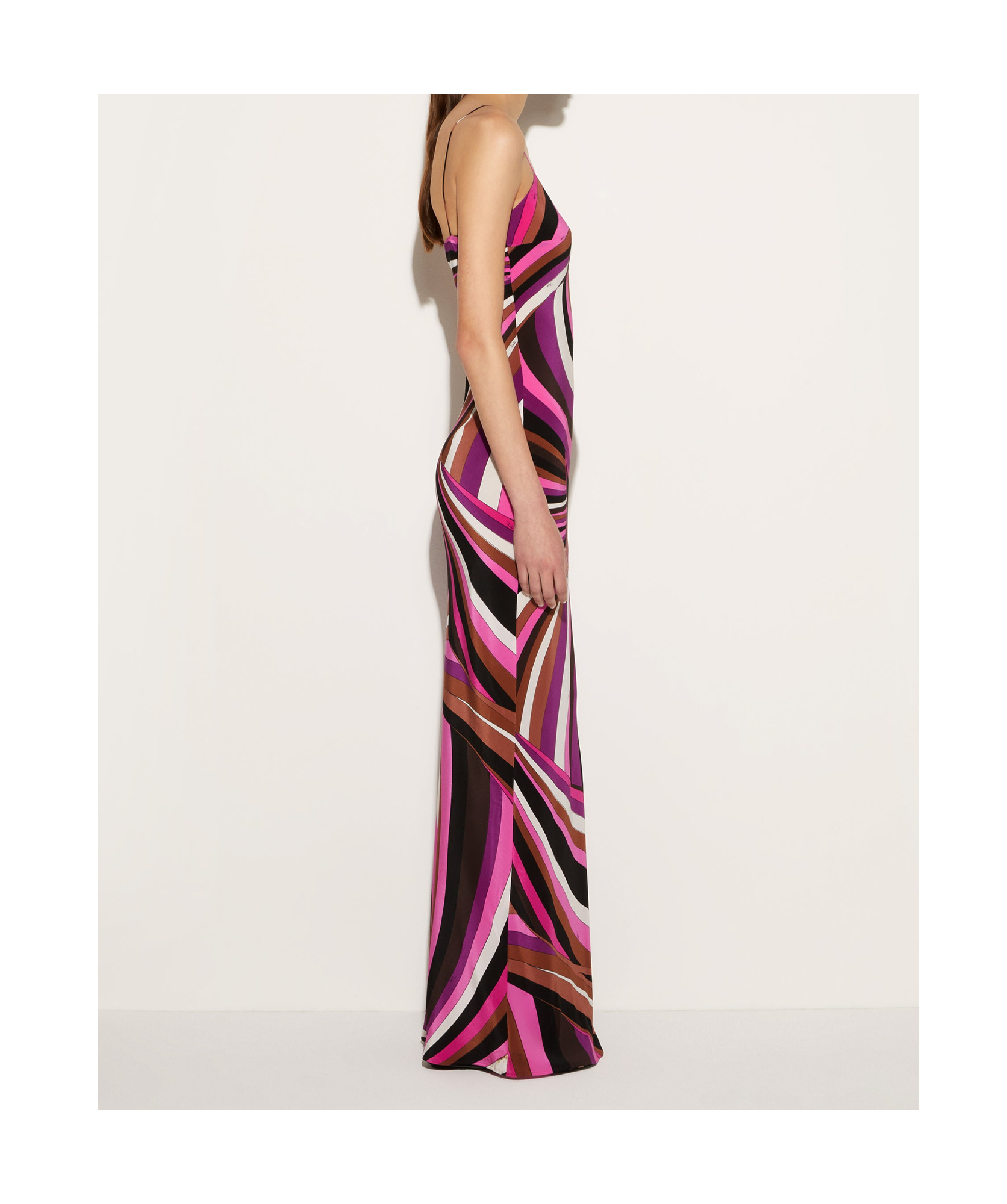 Pucci Silk Dress With Iride Print And V Neckline In Multicolor