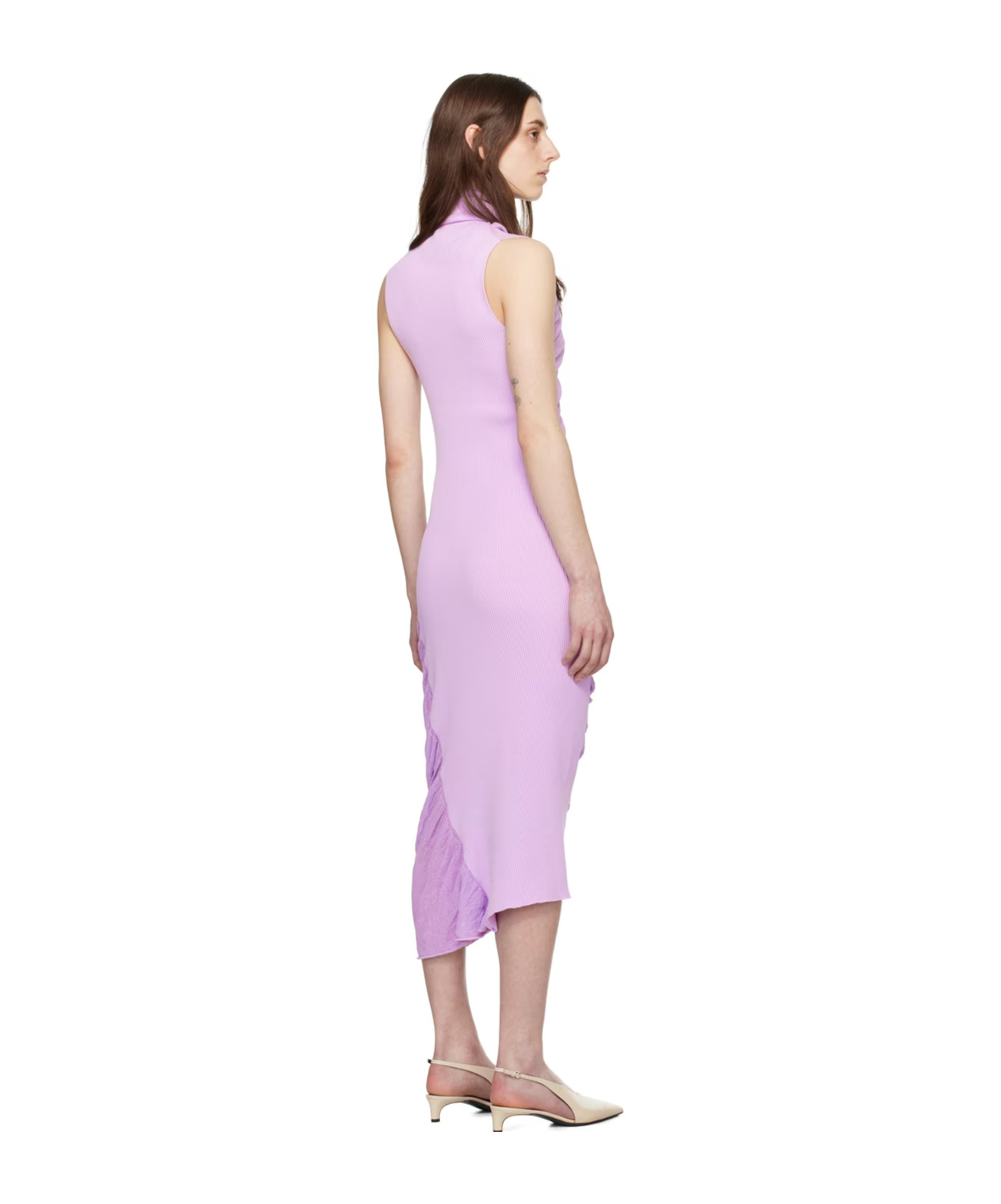 Issey Miyake Twisted Pleated Extra-long Dress In Purple