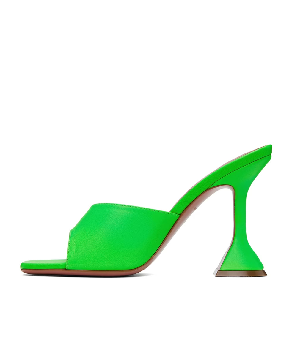 Amina Muaddi Green Lupita Slipper Heeled Sandals In Green