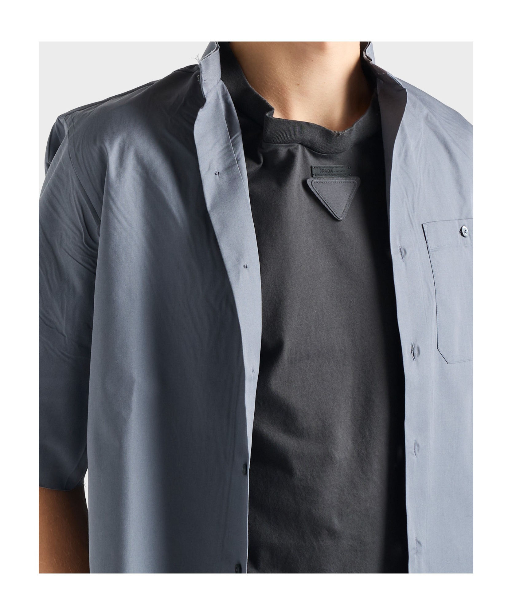 Prada Shapeable Cotton T-shirt In Gray