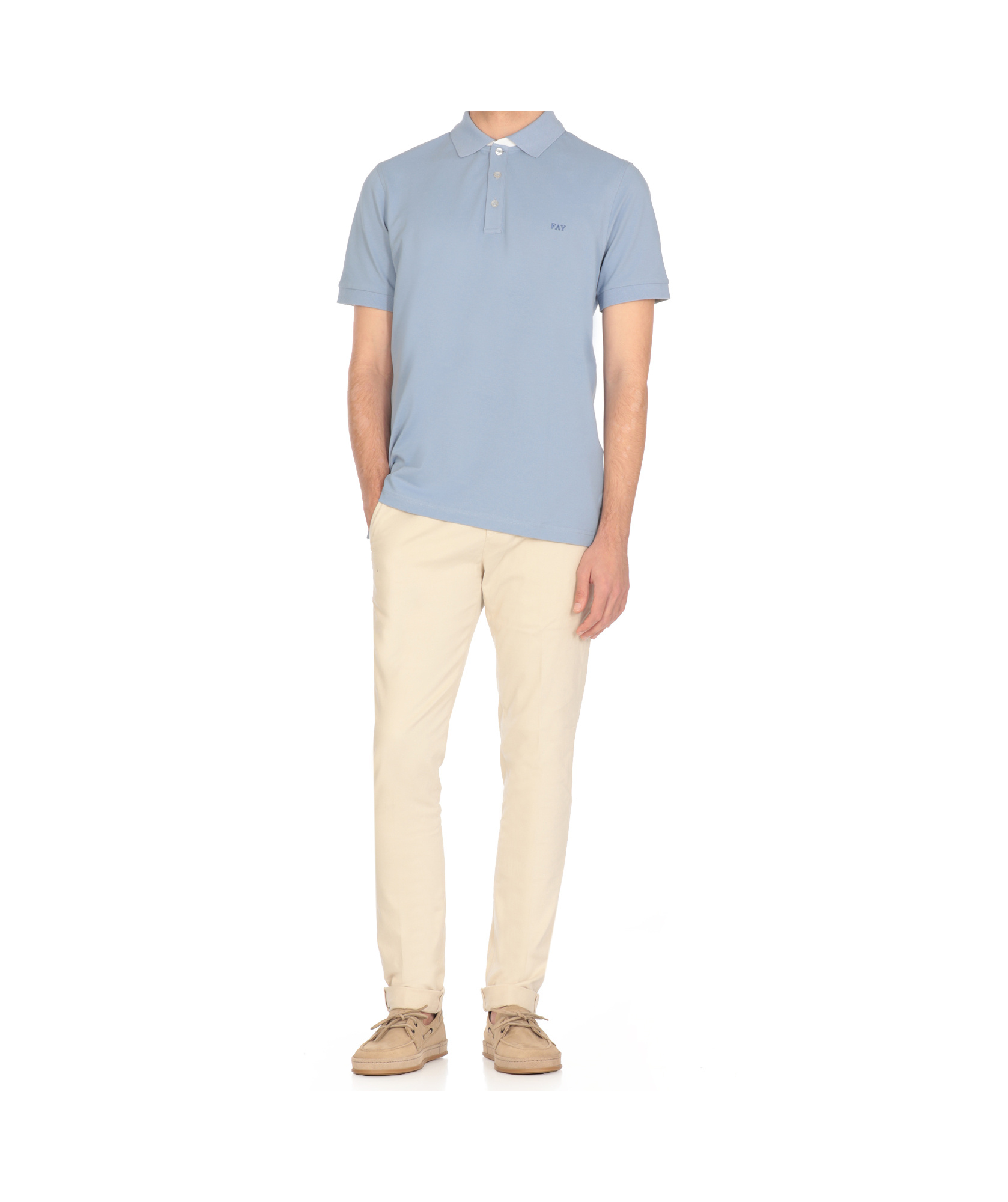 Fay Logo-embroidered Polo Shirt In Blue