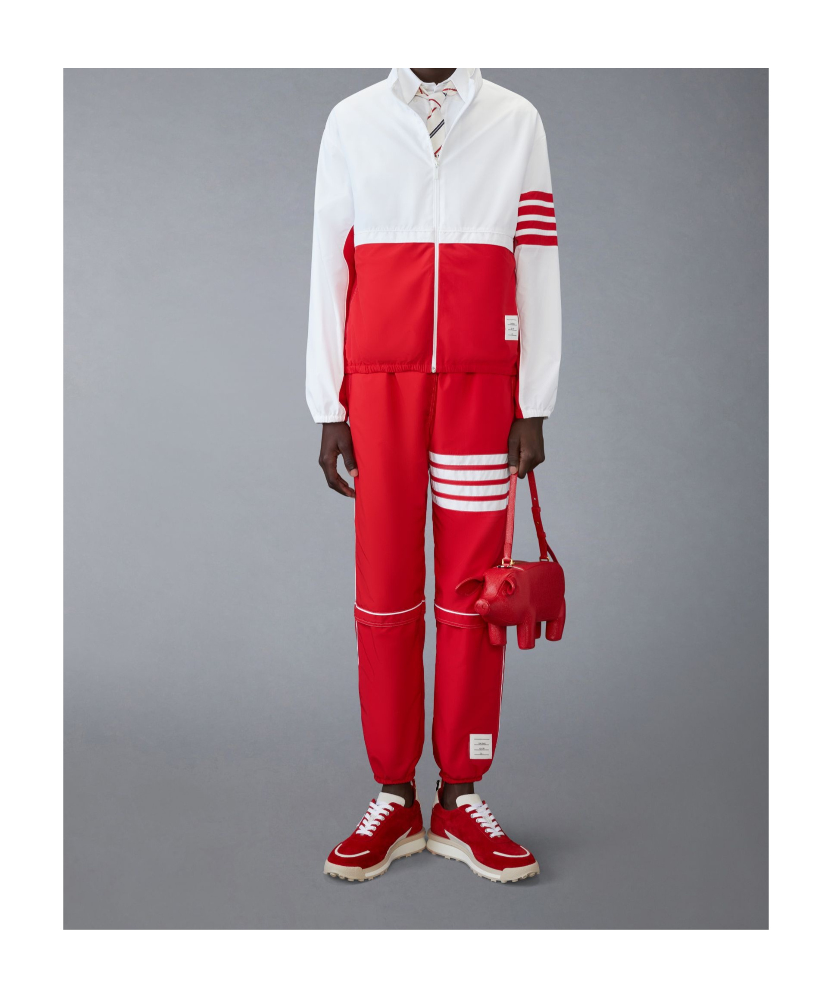 Thom Browne Ripstop-windbreaker Mit Streifen In Red