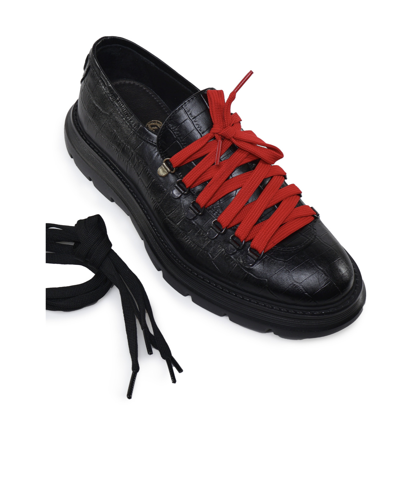 Giuliano Galiano Embossed-crocodile Leather Derby Shoes In Black