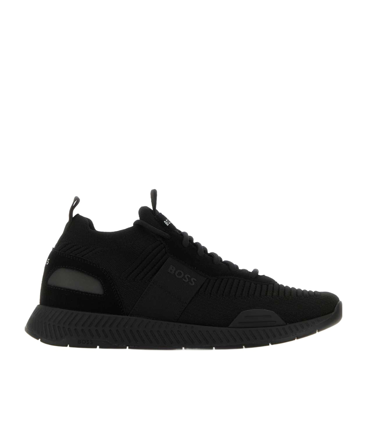 Hugo Boss Knitted-upper Low-top Sneakers In Black