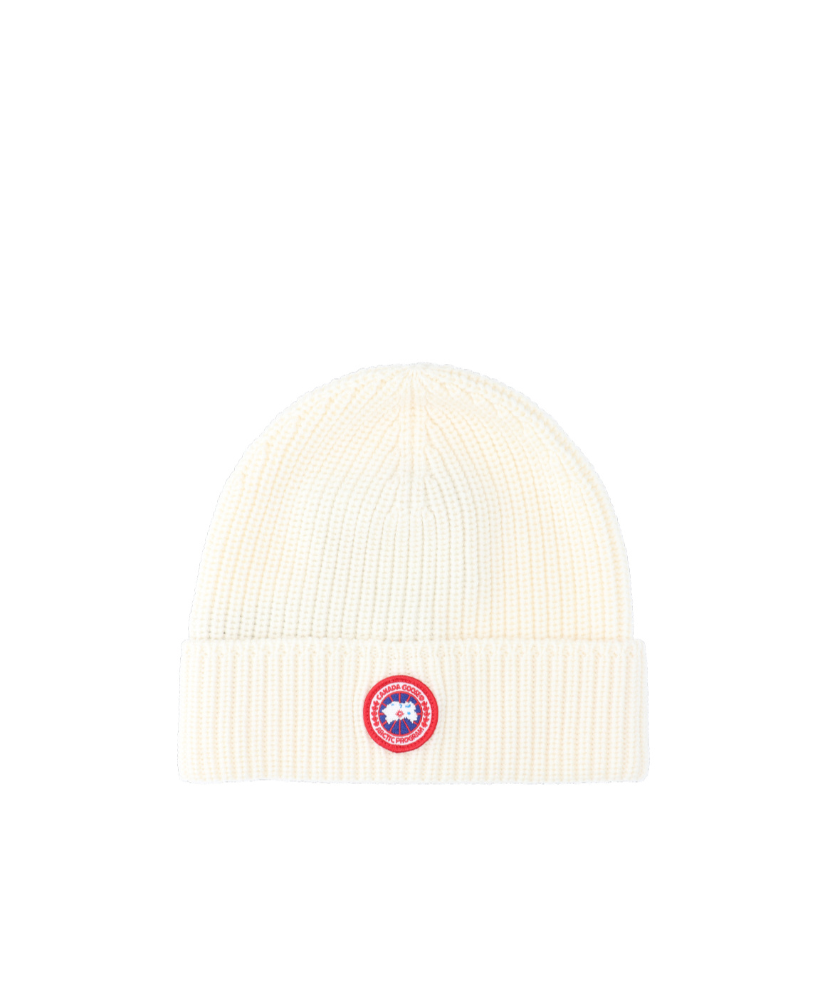 Canada Goose Logo-patch Ribbed-knit Beanie In White