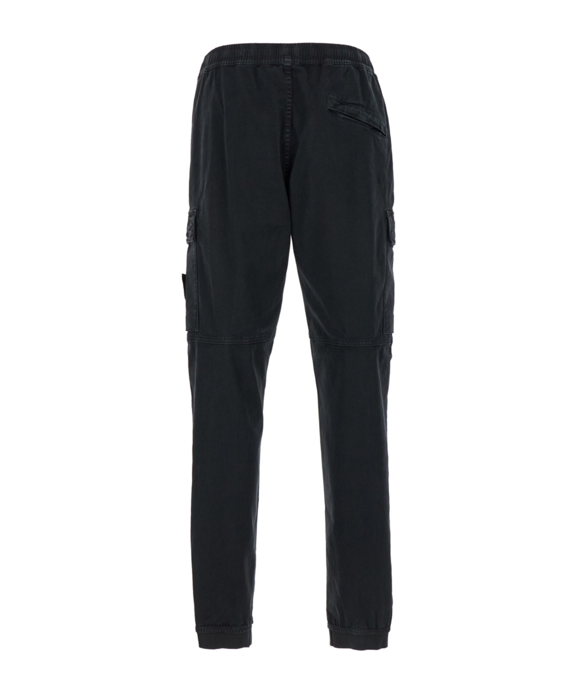 Stone Island Black Slim Cargo Pants With Elasticated Waist And Logo Patch In Stretch Cotton Man In Black