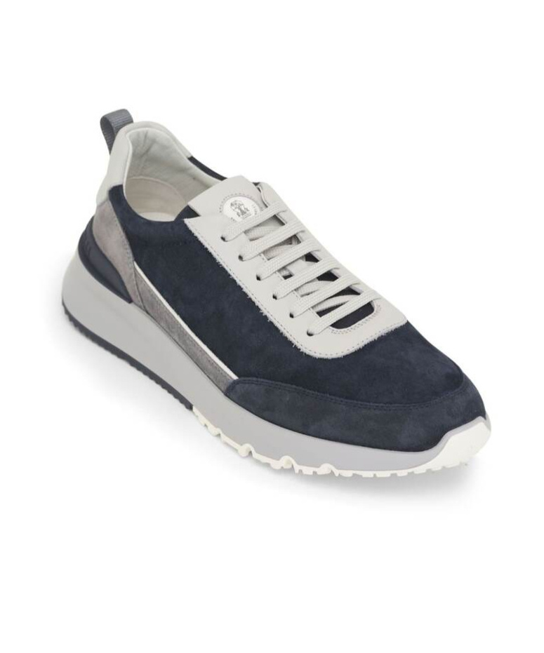 Brunello Cucinelli Man Sneakers Midnight Blue Size 9 Leather In Blue