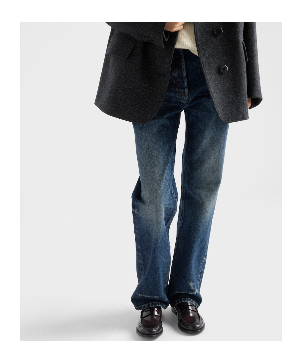 Prada Straight-leg Washed Denim Jeans In Blue