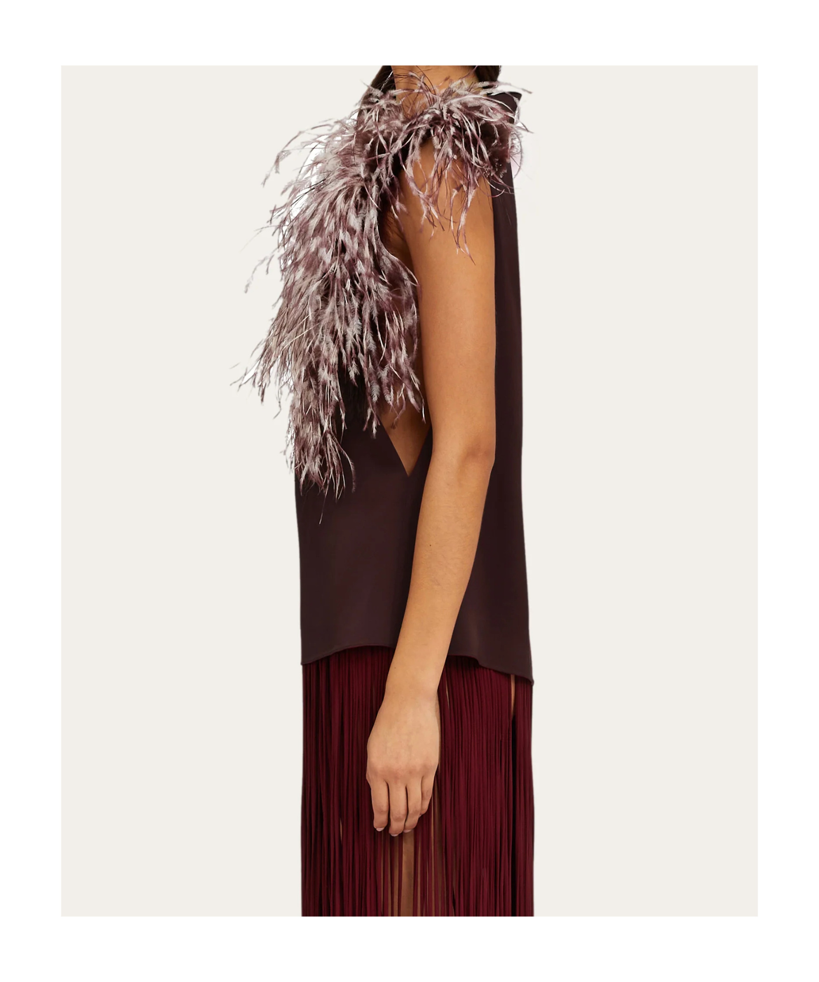FERRAGAMO ASYMMETRICAL FEATHER VEST