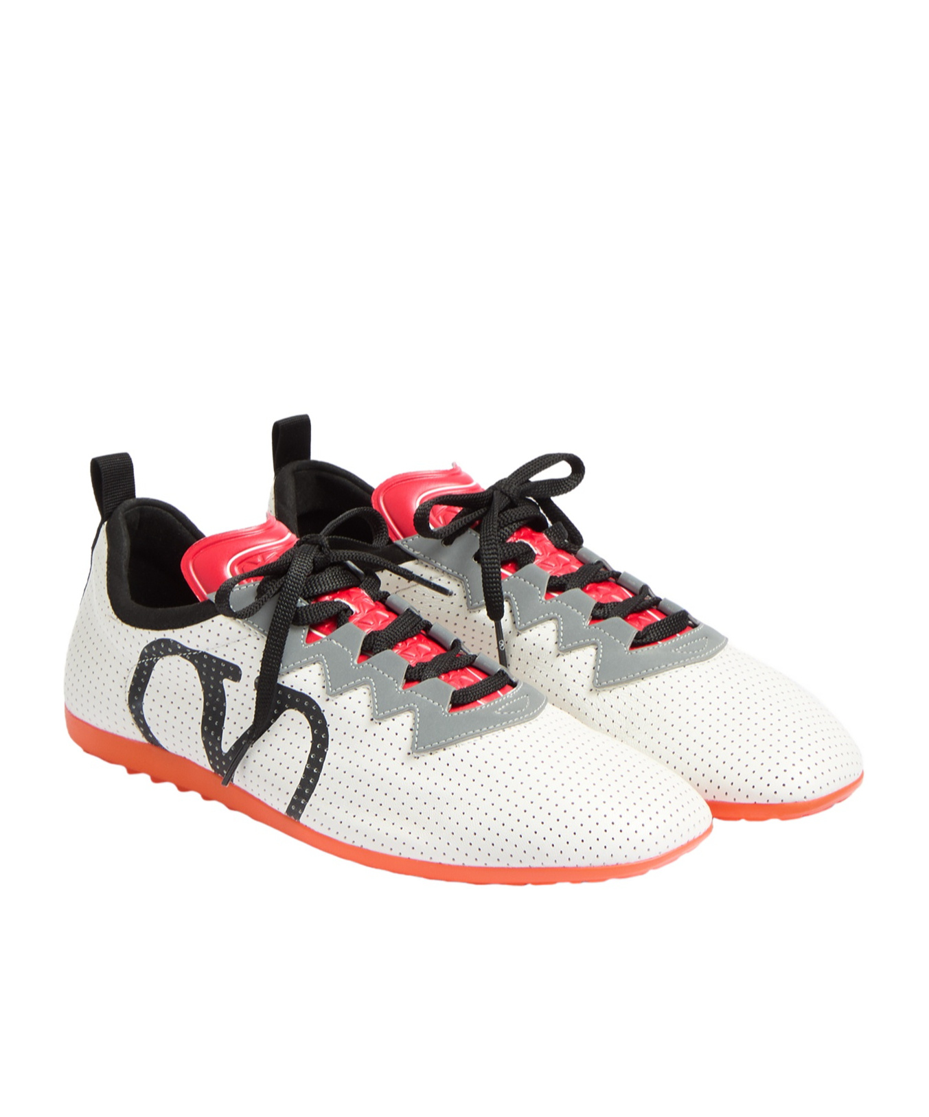 Valentino Garavani White Sneakers With Asymmetric Toe And Vlogo Detail On The Side In Tech Fabric Ma In White