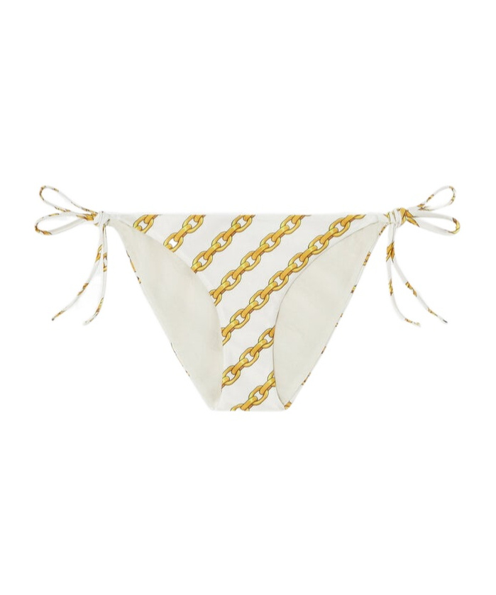 Versace Chain-print Bikini Bottoms In White