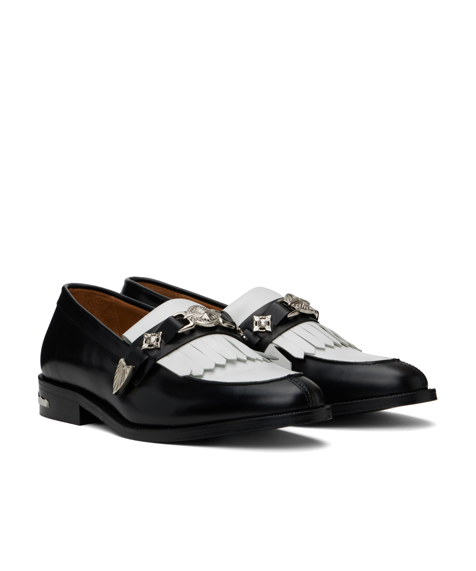 Toga Virilis Plaque-detailing Two-tone Loafers In Black