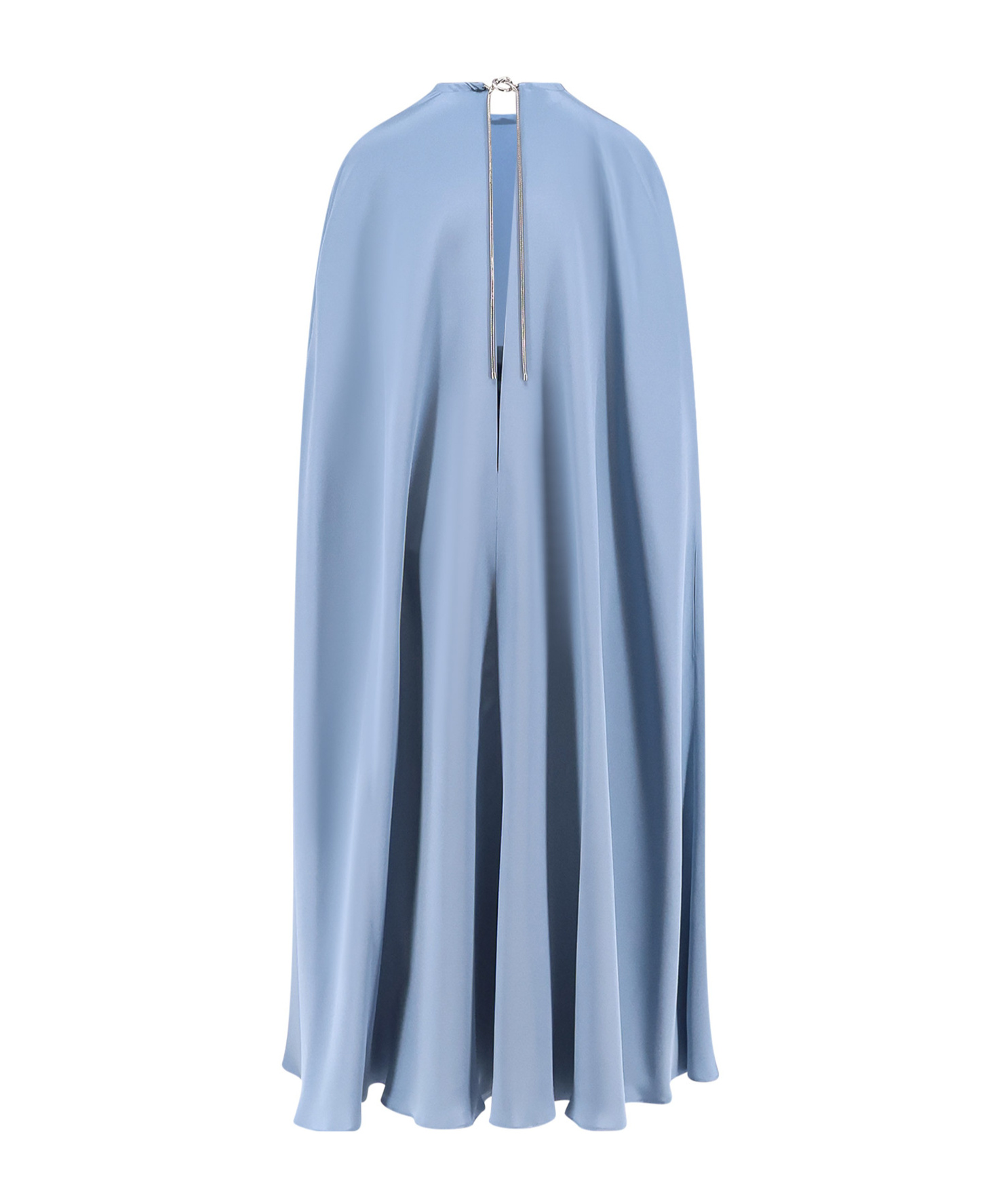 Max Mara Pianoforte Women Managua Pure Silk Crepe De Chine Dress With Cape In Blue