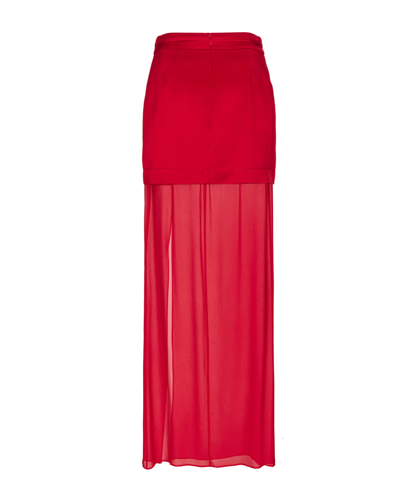 Pinko Elegant Long Skirt In Sheer Georgette And Satin In Red