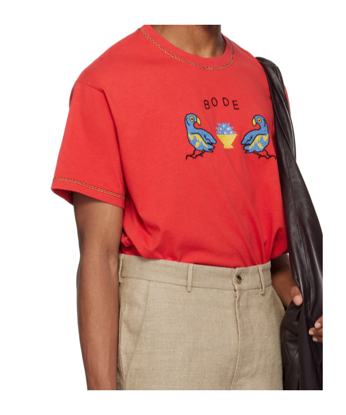 Bode Twin Parakeet T-shirt In Red