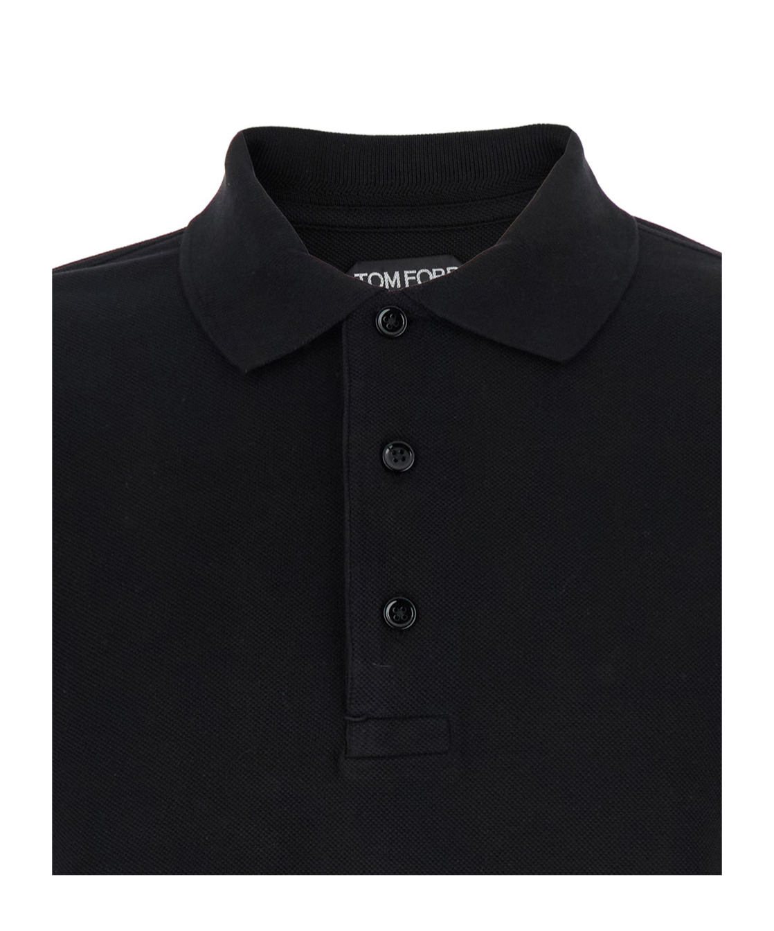 Tom Ford Black Short-sleeves Polo In Cotton Piquet Jersey Man