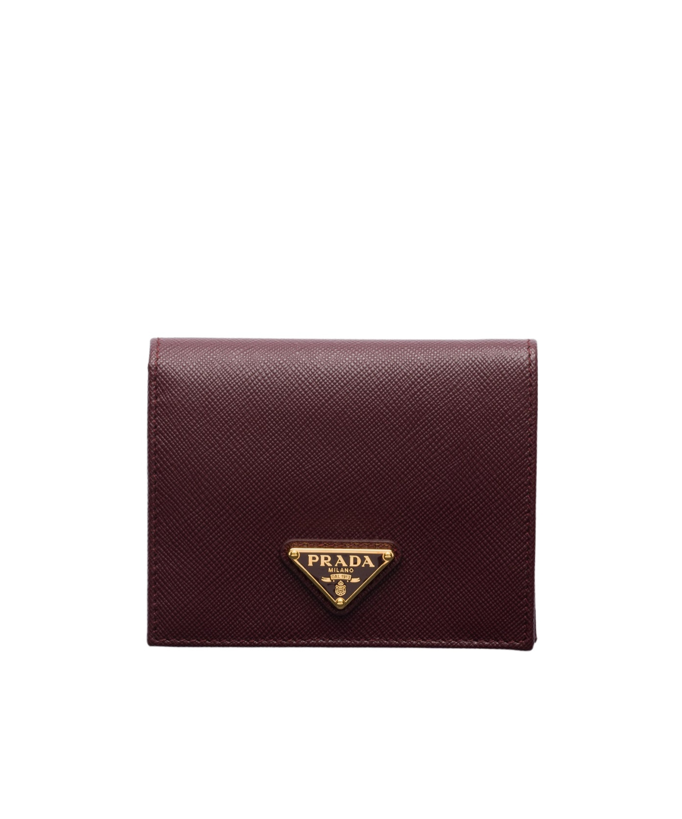 Prada Small Saffiano Leather Wallet In Burgundy