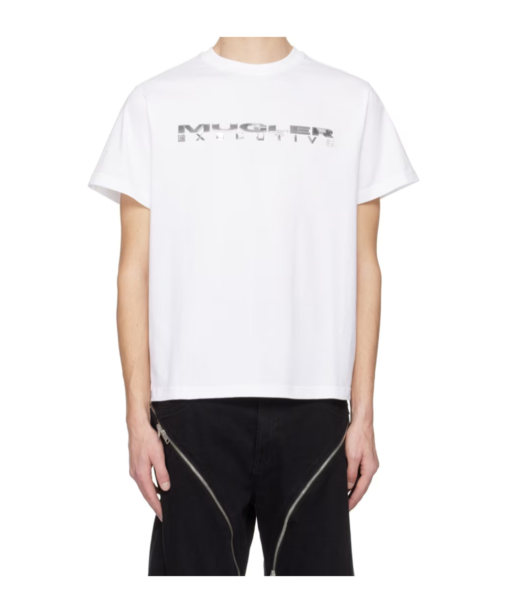 Mugler Emblem Patch T-shirt In White