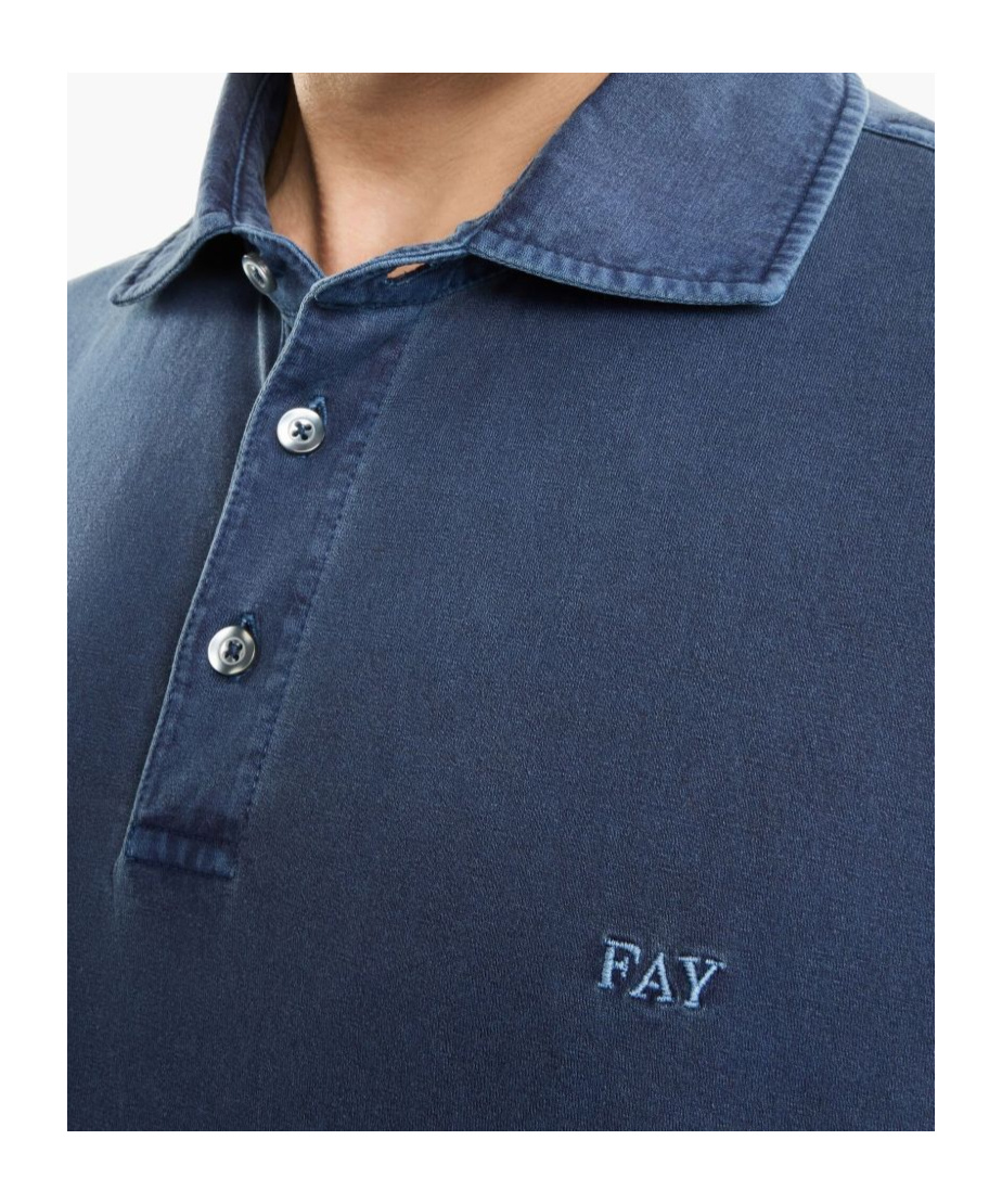 Fay Polo Shirt Collar Short Sleeves In Blue