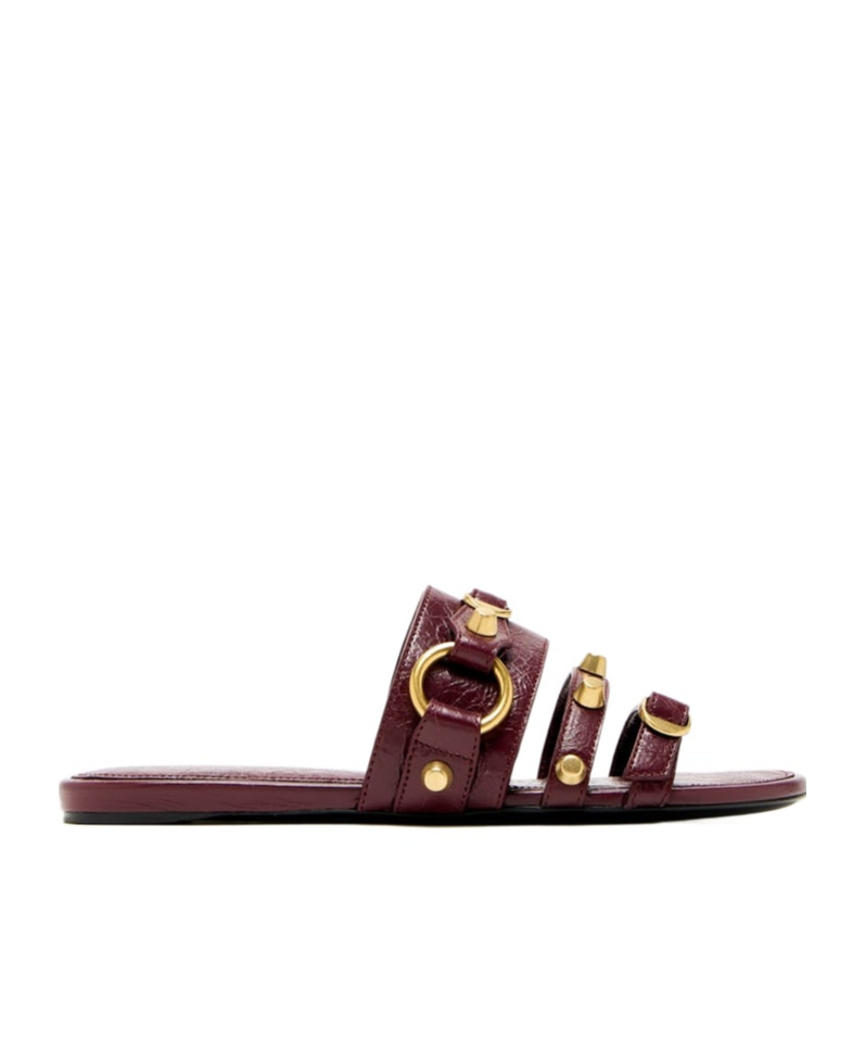 Balenciaga Grape Leather City Slippers In Burgundy
