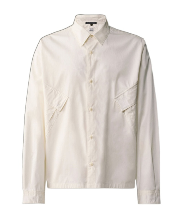 C.p. Company Structured Collar Cotton Shirt In White