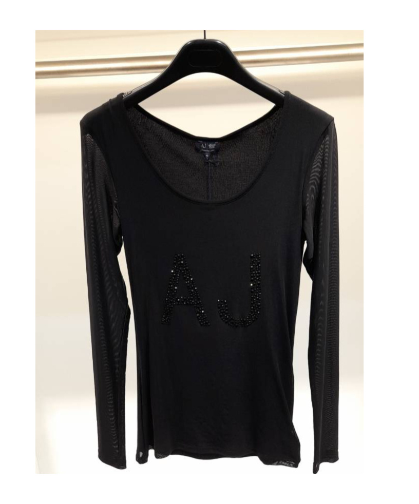 ARMANI JEANS ROUND COLLAR AND LONG-SLEEVED T-SHIRT