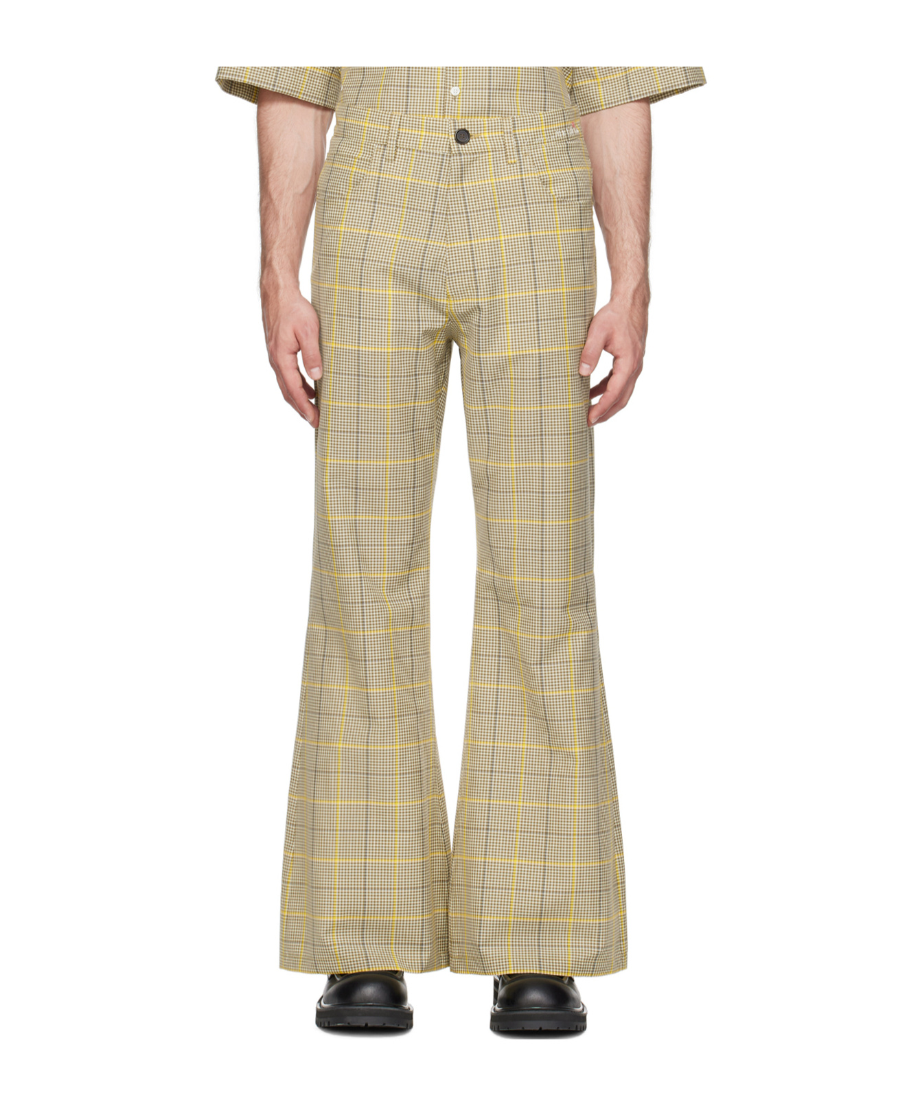 Marni Microcheck Trousers In Nude