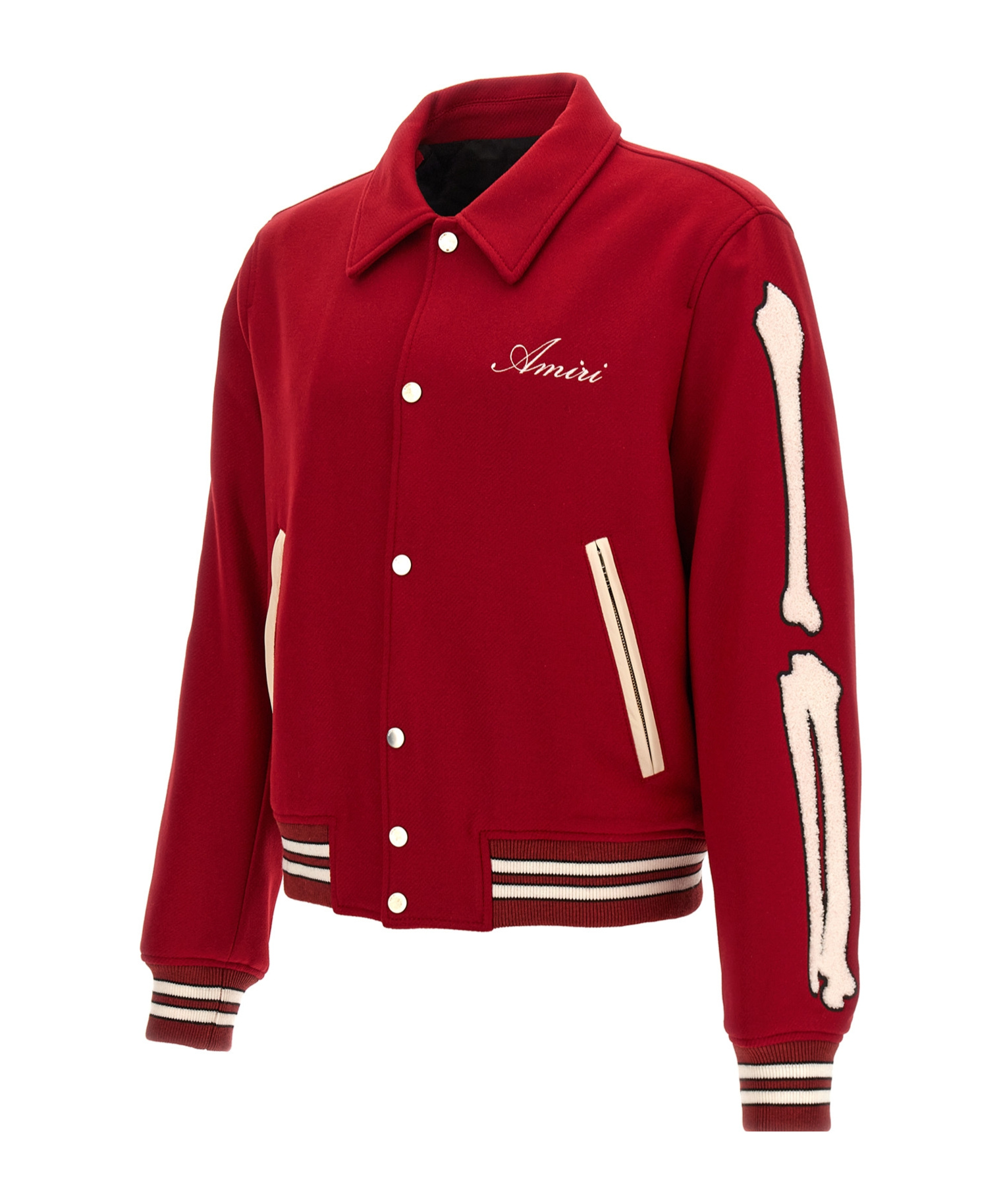 Amiri Bones Wool-blend Varsity Jacket In Red