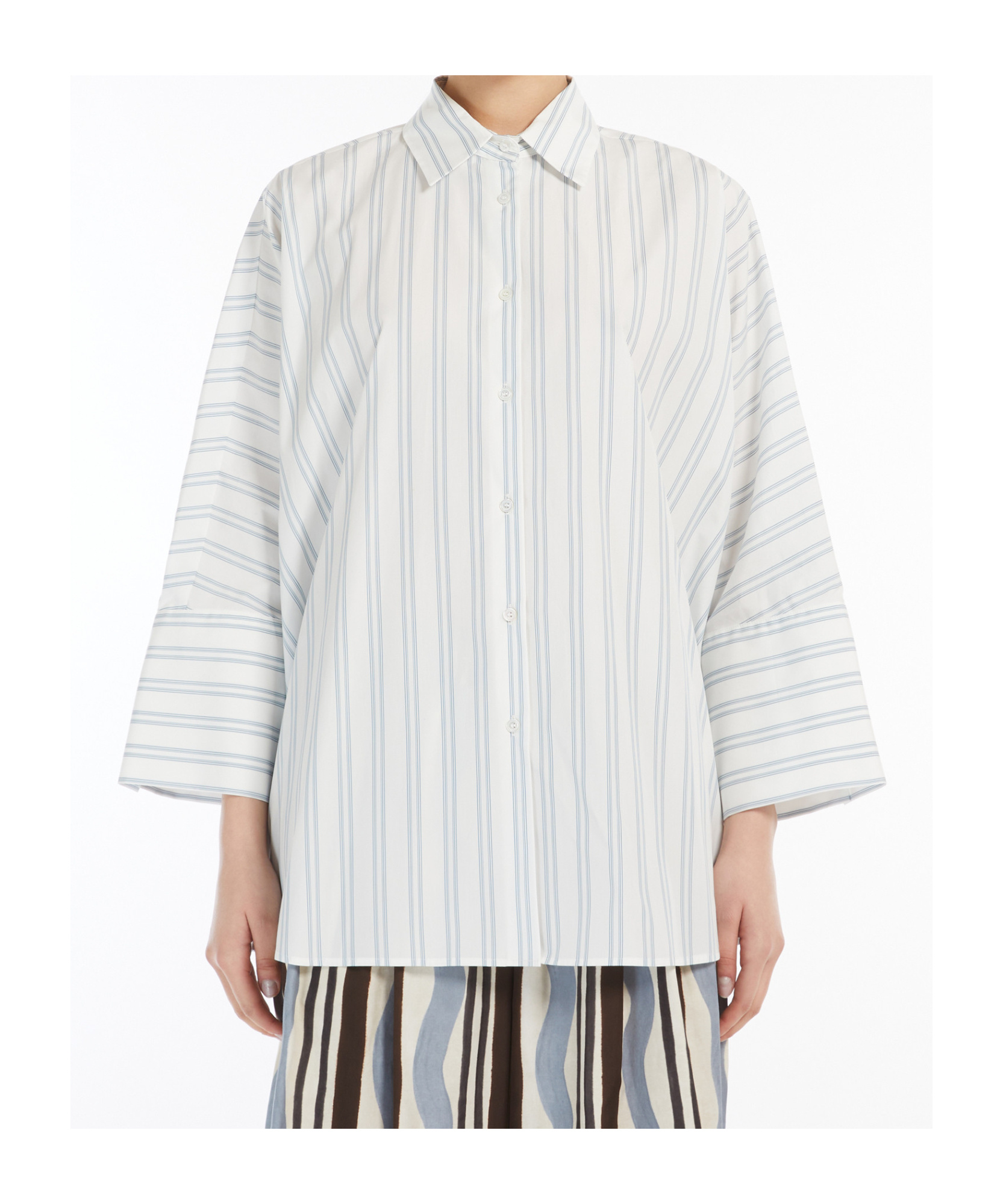 Weekend Max Mara Cotton Poplin Shirt In Light Blue