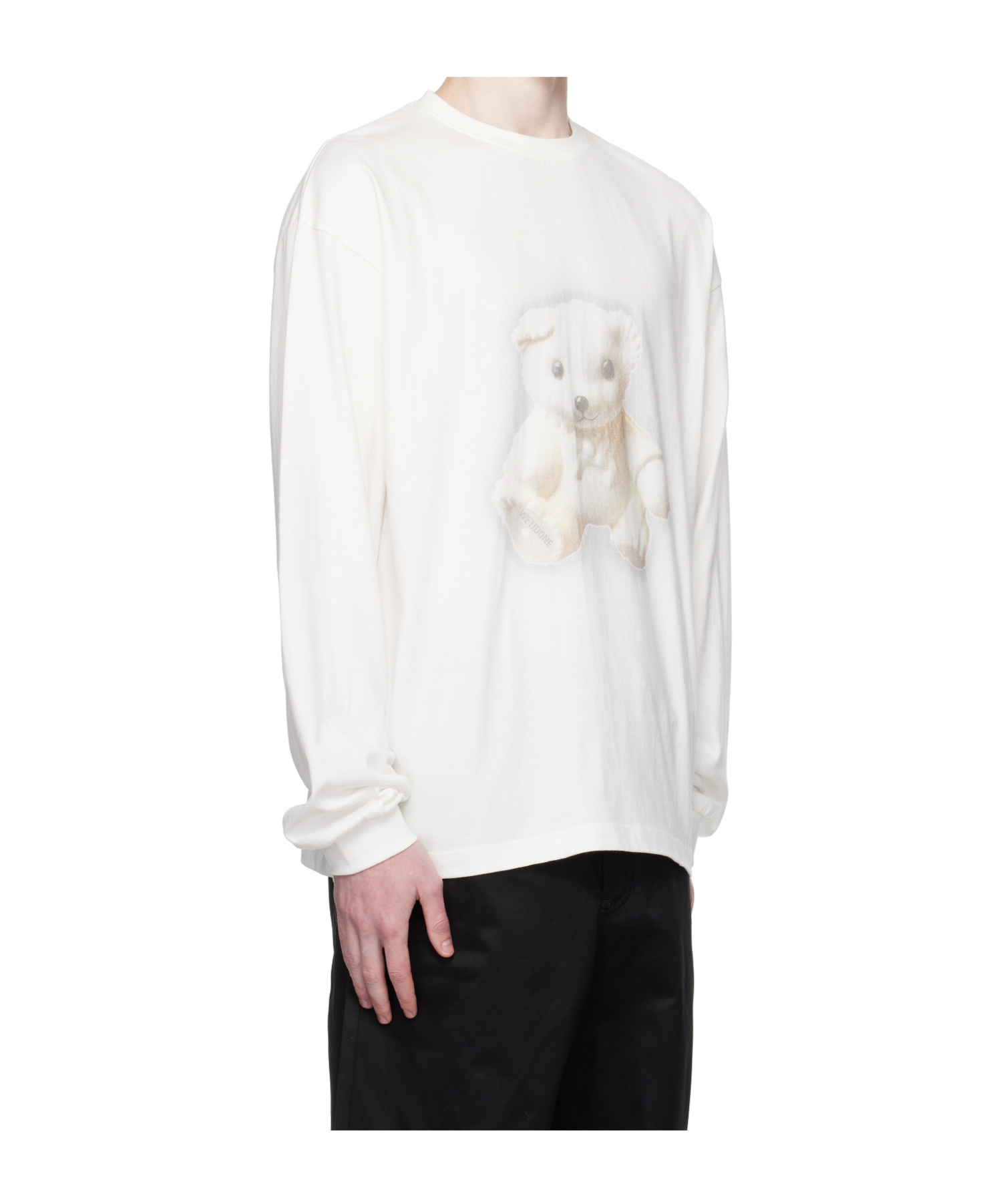 We11 Done White Glow Teddy Long-sleeved T-shirt In White