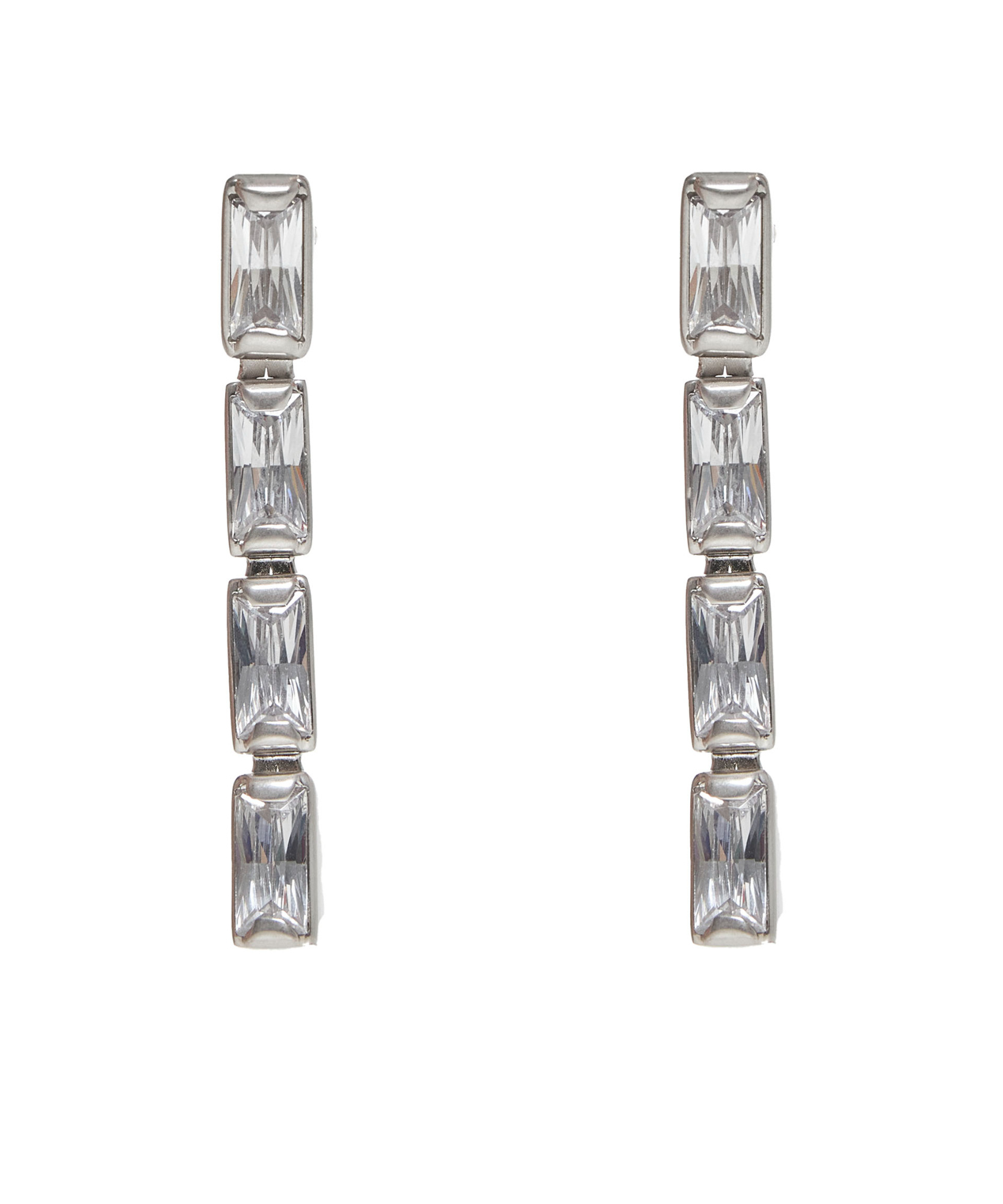 Jil Sander Rectangular Crystal Earrings In Gray